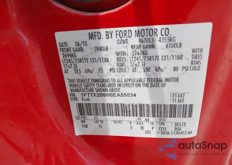 2011 Ford F-250 Xl from USA, damaged, VIN 1FT7X2B68BEA55034